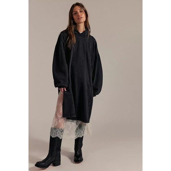 Free People We The Free Maxi Hoodie Sweatshirt Dress Oversized Cotton L 283971 - Picture 1 of 14